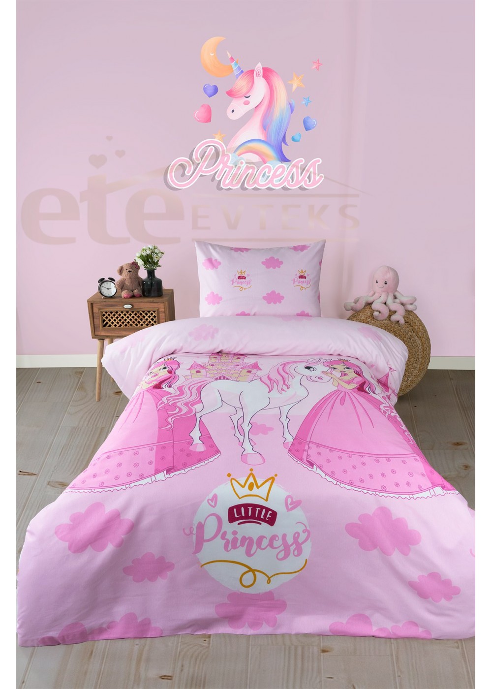 ETEHOMETEX Tek Kişilik Ranforce Pamuklu Lastikli Çarşaflı Nevresim Takımı PRENSES 8696474232043